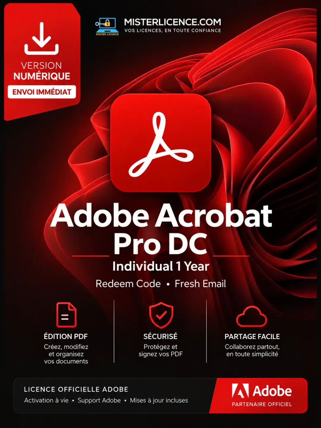 Adobe Acrobat Pro DC Individual - Code - 1 an