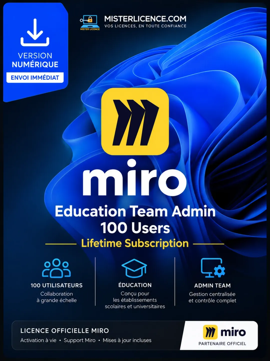 Miro Education Team Admin - 100 Users - 1 an