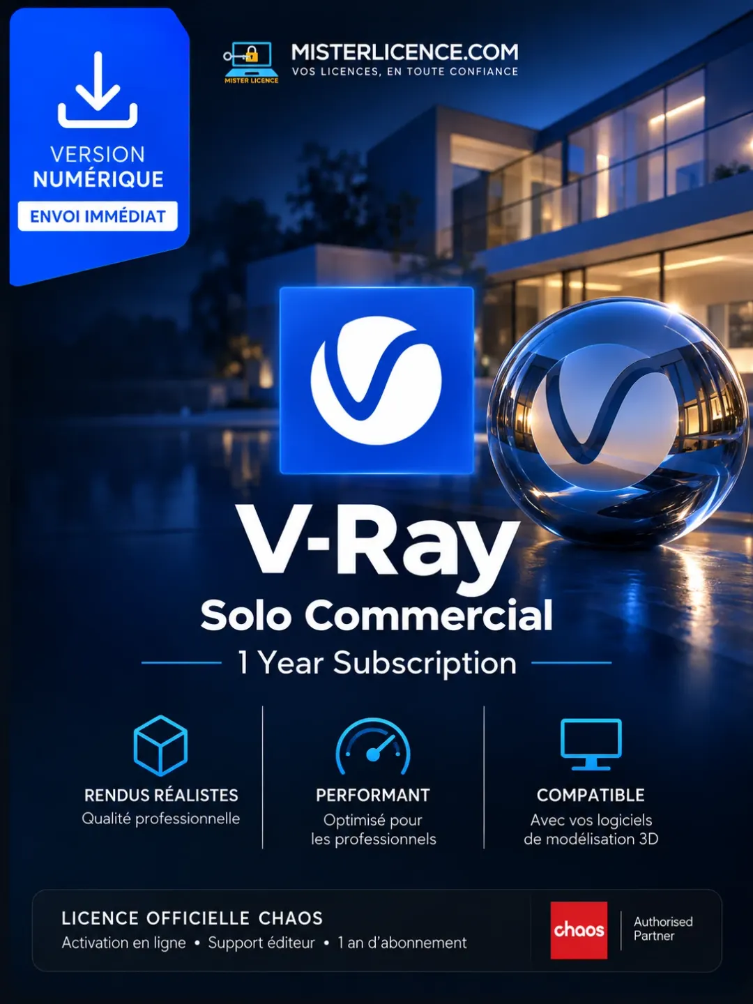 V-Ray Solo Commercial - 1 an - Image principale du produit