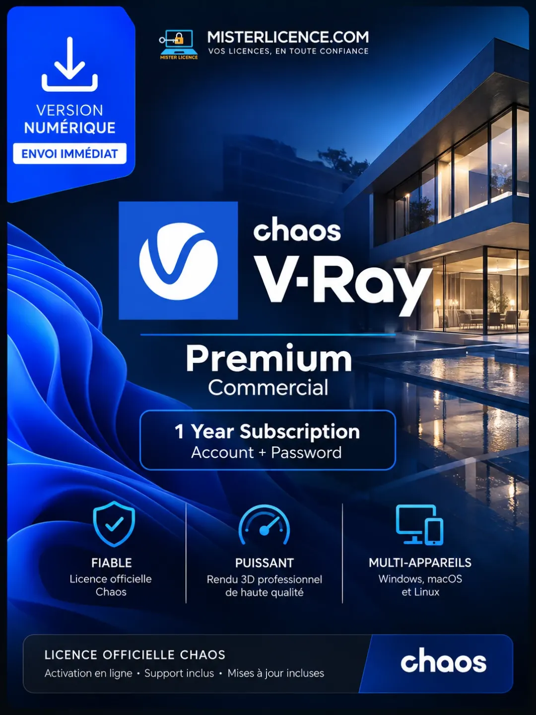 V-Ray Premium Commercial - Compte - 1 an - Image principale du produit