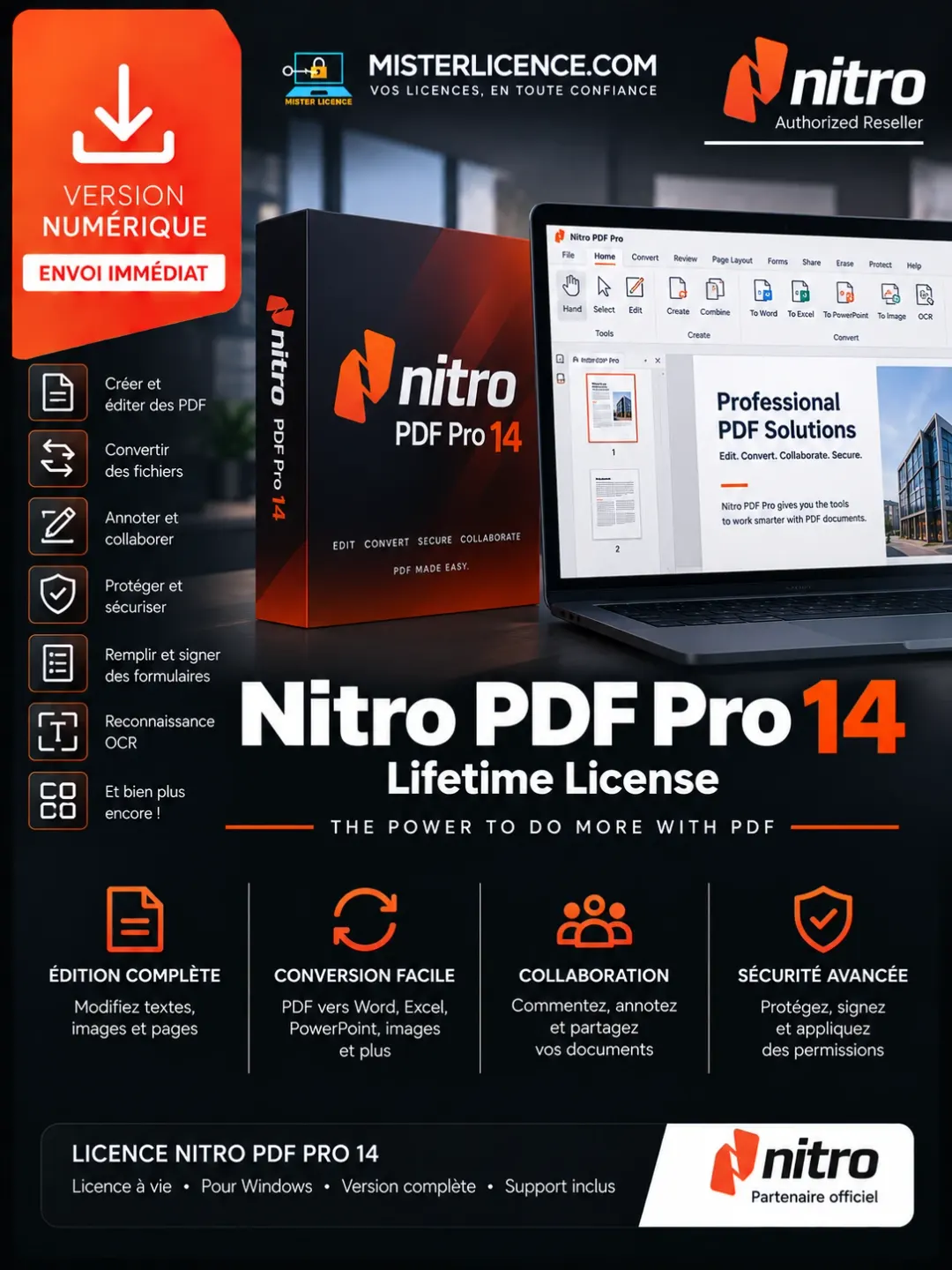 Nitro PDF Pro 14 - à vie - activation en ligne
