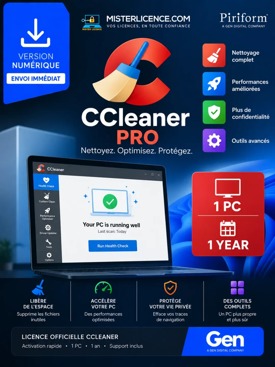CCleaner Pro - 1 an - Image principale du produit