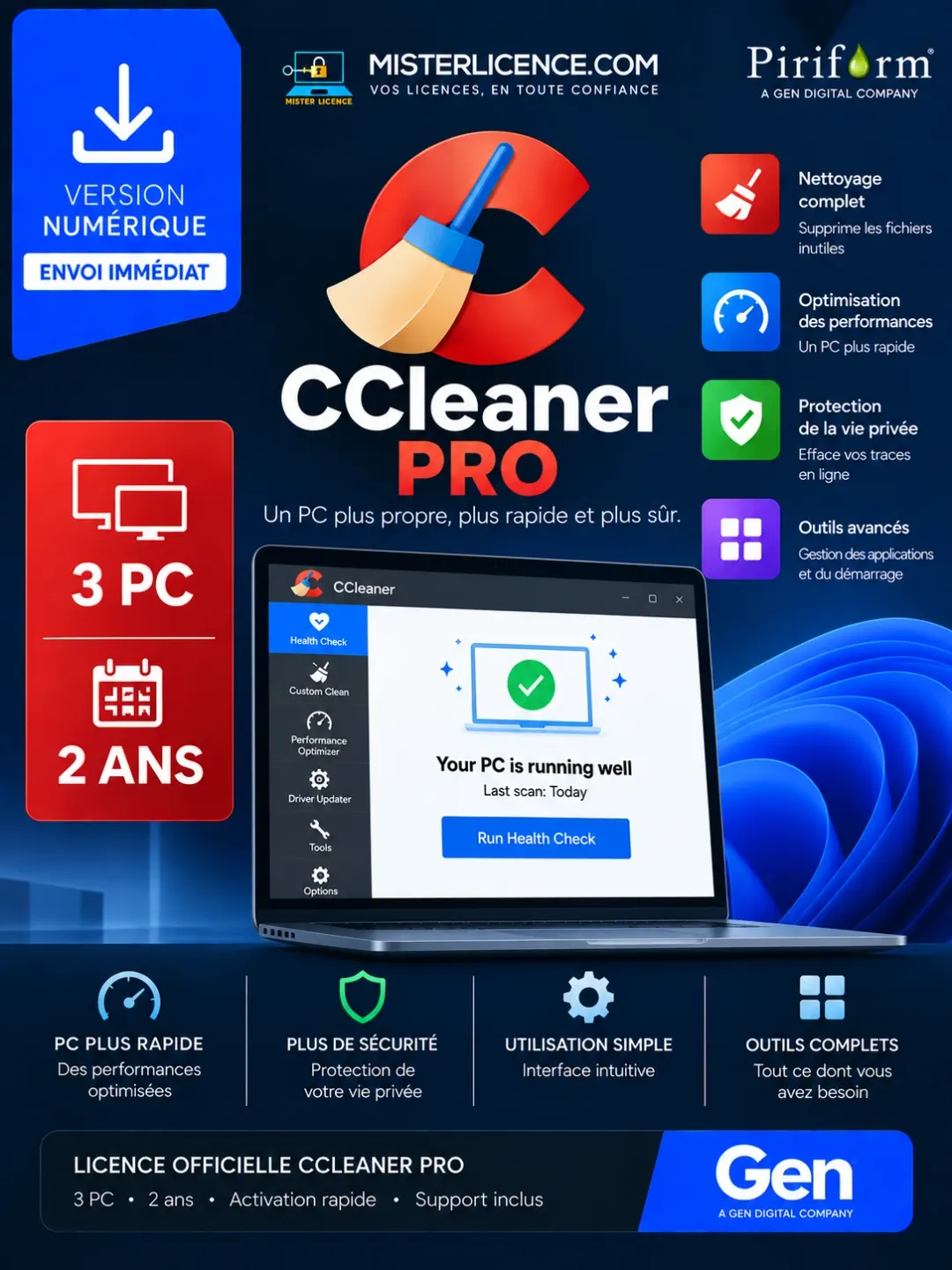 CCleaner Pro - 3 PC - 2 ans - Image principale du produit