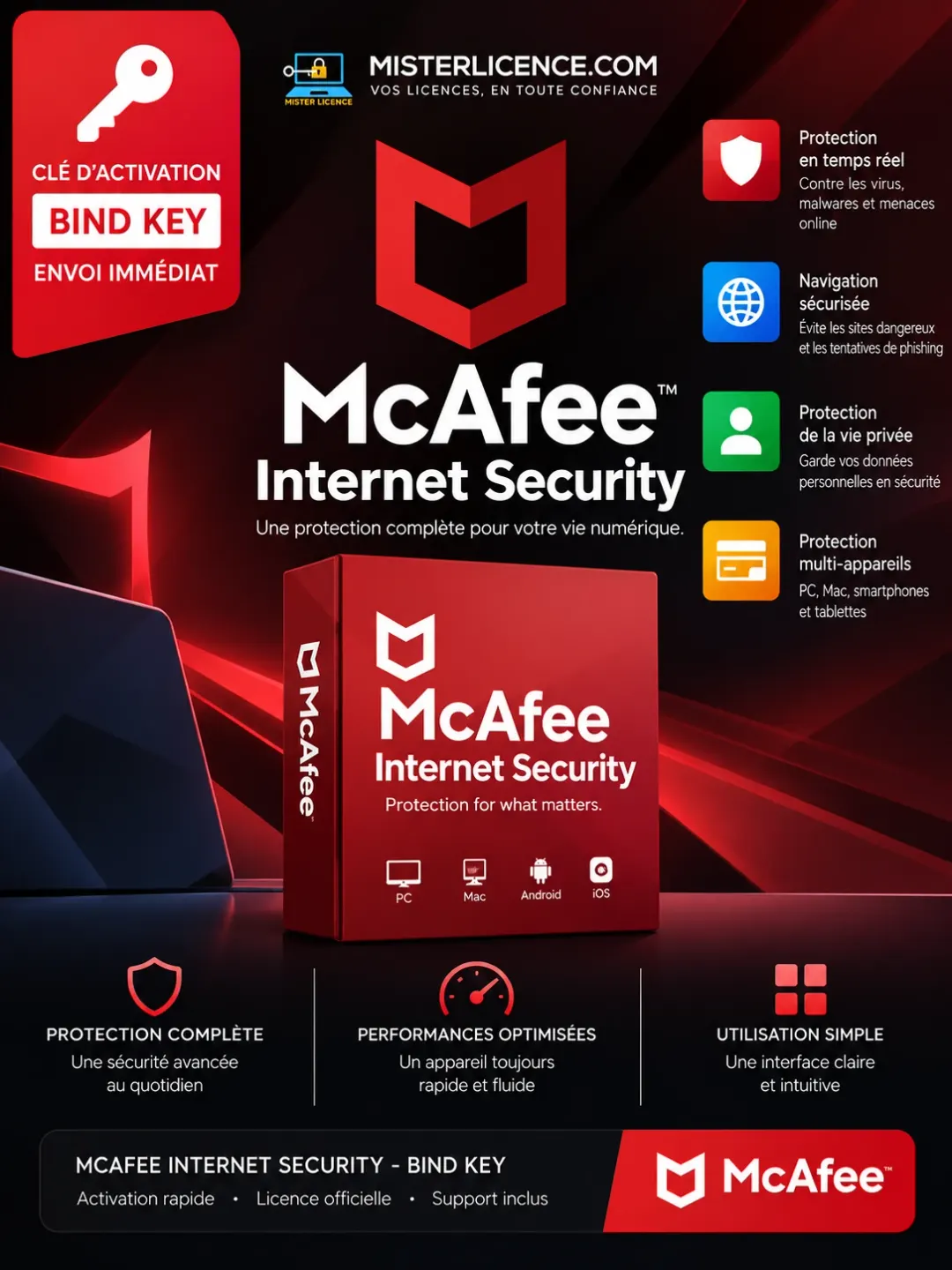 McAfee Internet Security - Bind - 10 Devices - 1 an