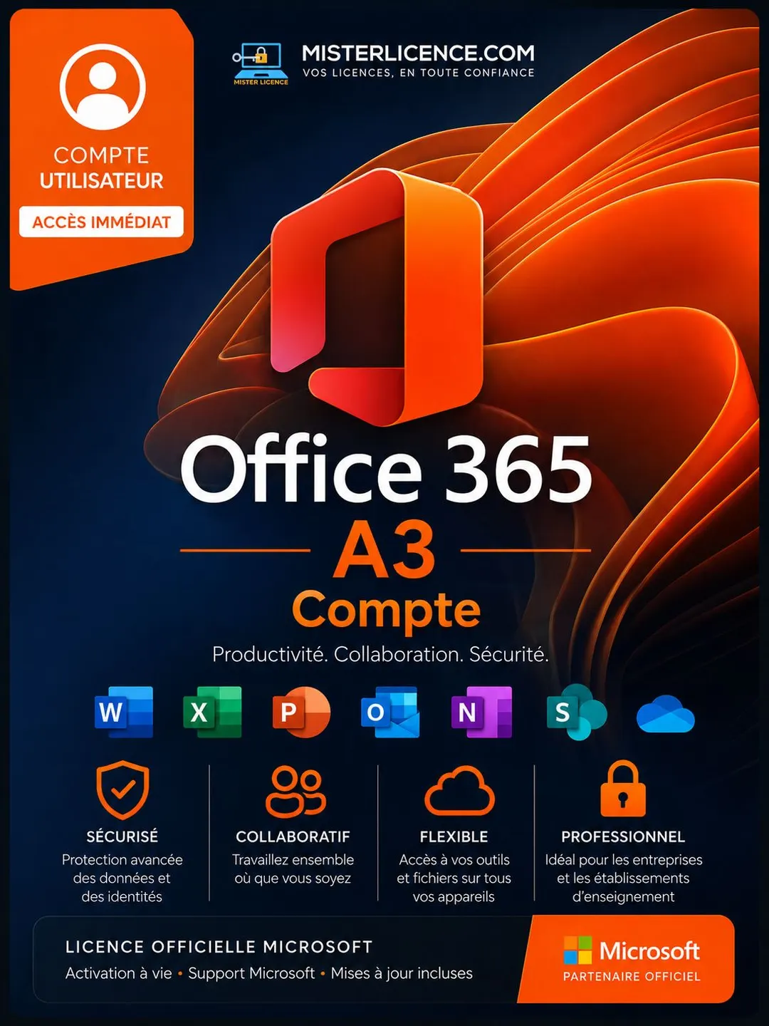 Office 365 A3 - Compte - 1 an - Image principale du produit