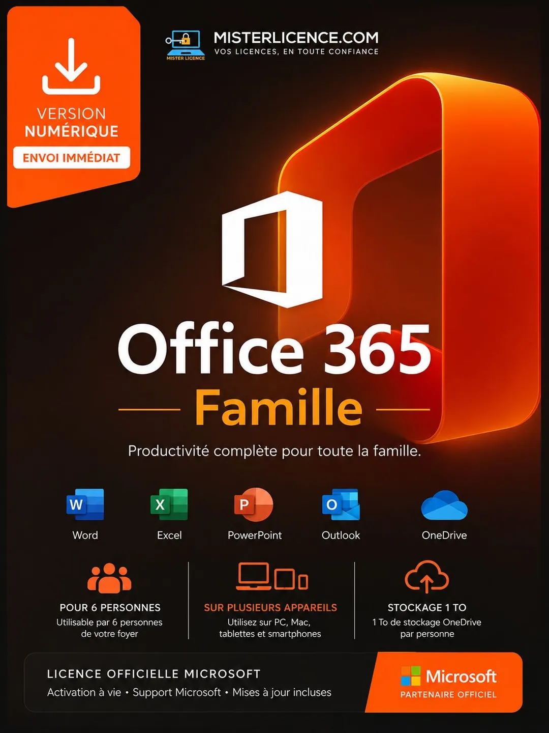 Office 365 Famille - 1 an - 1To - 5 appareils - Image principale du produit