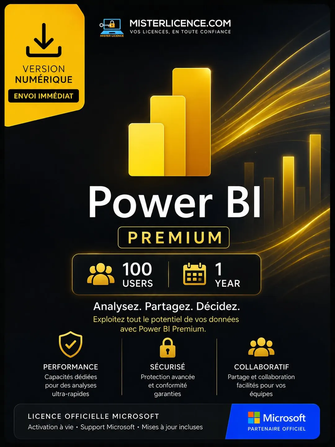 Power Bi Premium - 100 Users - 1 an